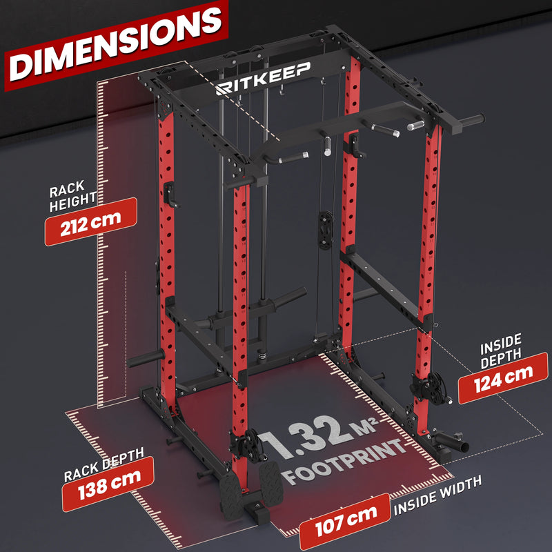 RitKeep Destroyer M10 power rack with pulley system dimension