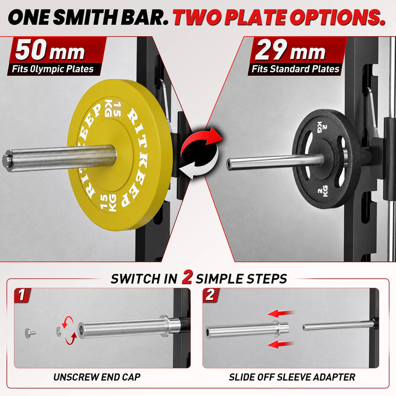 A Woman performing barbell row and a man doing pull up on RitKeep Nimitz N1 Smith Machine