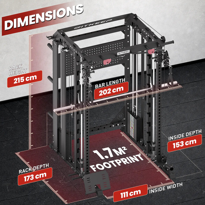 Nimiz N1 All in one Smith Machine dimension