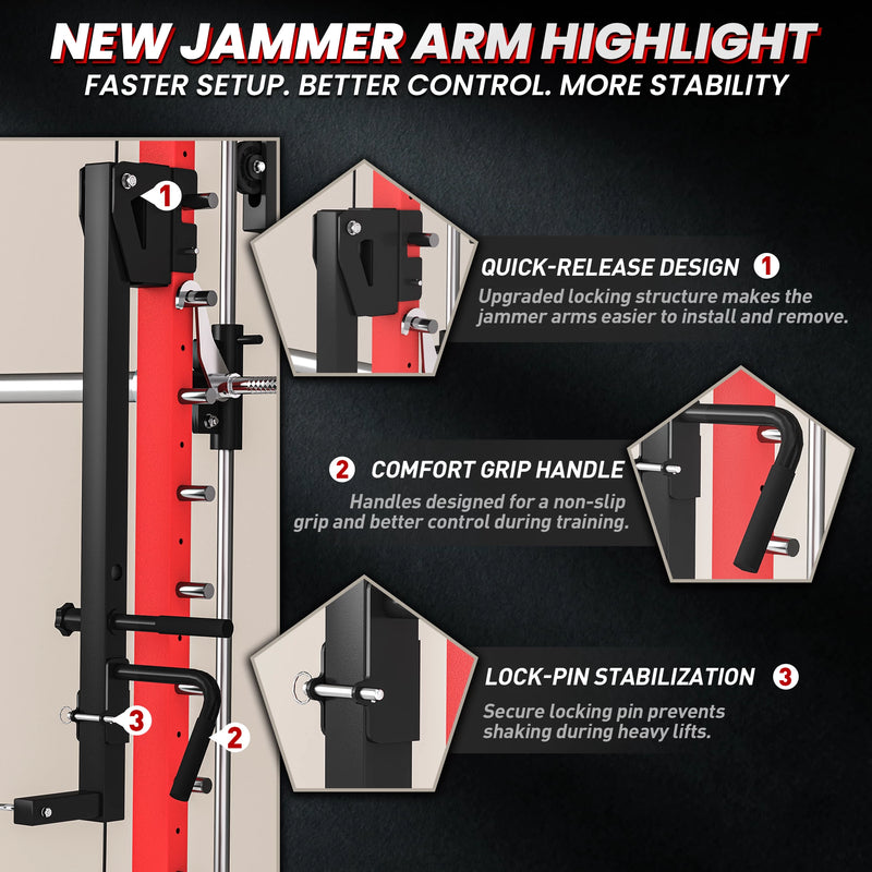 Ritkeep PMAX 4750 Dual Plate Loaded Multi Functional Smith Machine jammer arm attachment highlight