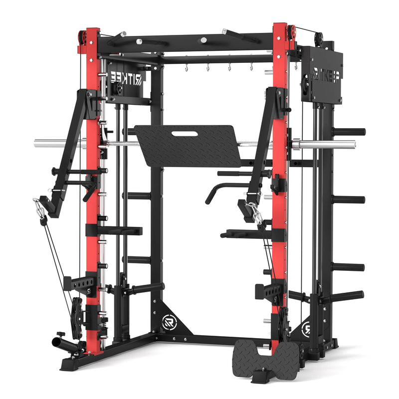 RitKeep PMAX 4750 Dual Plate Loaded Multi Functional Smith Machine Plus in red