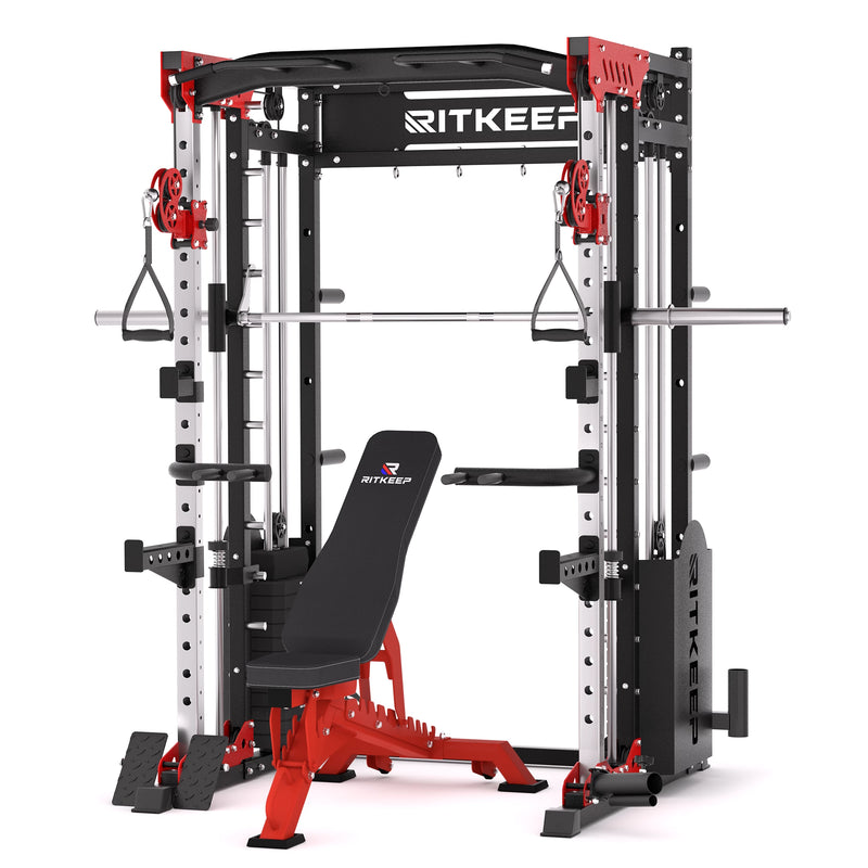 RitKeep PMAX-5600 all-in-one Smith machine with 150kg weight stack and weight bench combo