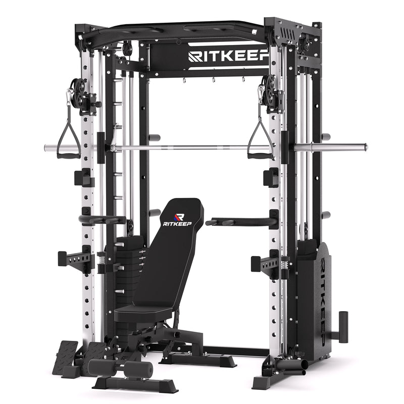 RitKeep PMAX-5600 all-in-one Smith machine with 150kg weight stack and weight bench combo