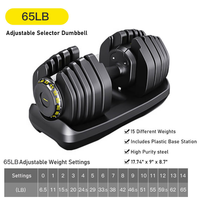 RitKeep All In One 65lb Adjustable Weight Dumbbells