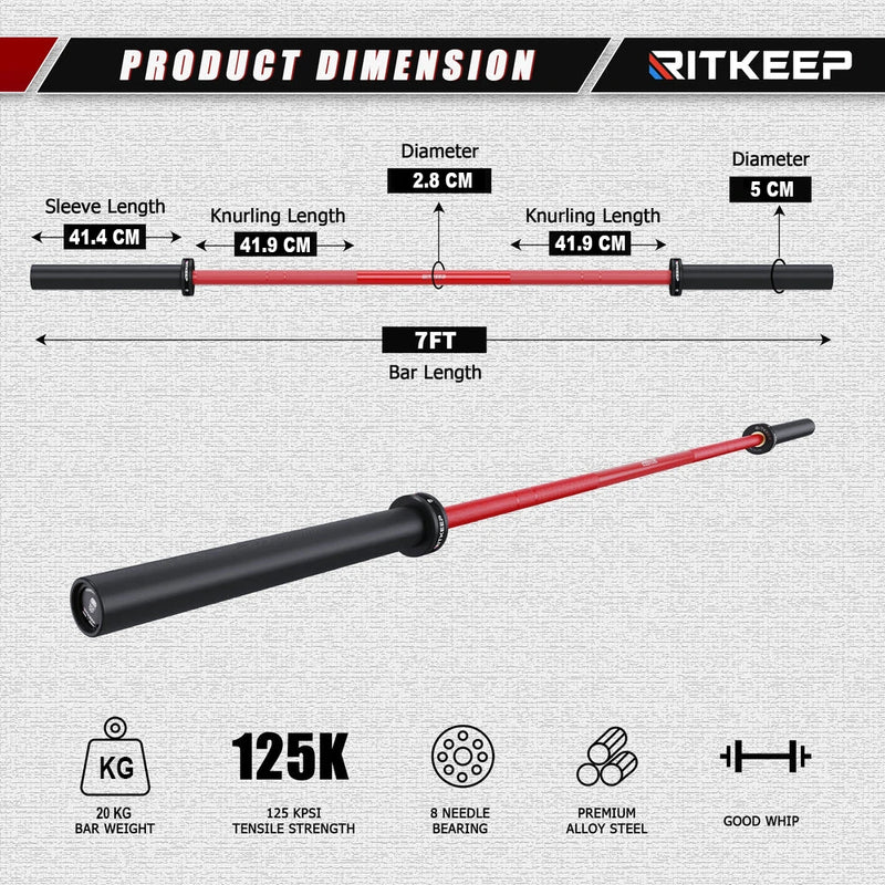 RitKeep 7ft Olympic Barbell Powerlifting Bar