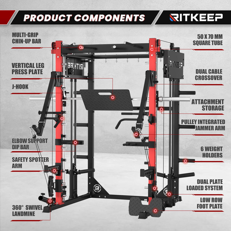 Ritkeep PMAX 4750 Dual Plate Loaded Multi Functional Smith Machine components