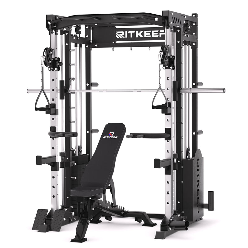 RitKeep PMAX-5600 all-in-one Smith machine with 150kg weight stack and weight bench combo