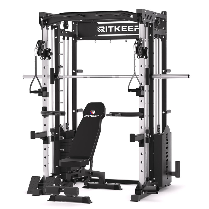 RitKeep PMAX-5600 all-in-one Smith machine with 150kg weight stack and RAB 2000 weight bench combo