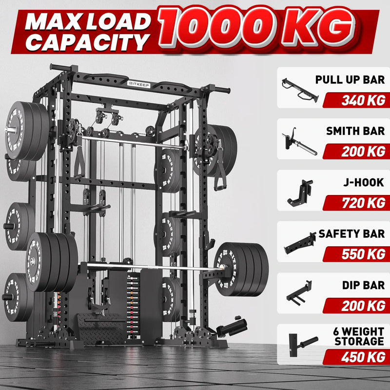 ANVIL S1 Unilateral and Bilateral Training Smith Machine with Rear Dual Weight Stack