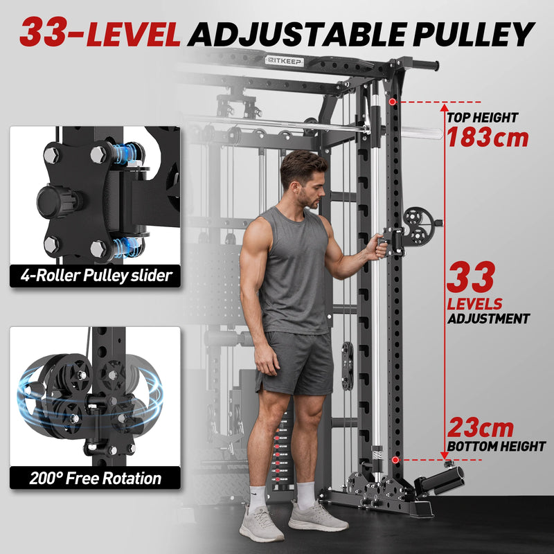 ANVIL S1 Unilateral and Bilateral Training Smith Machine with Rear Dual Weight Stack