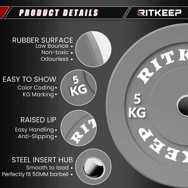 50mm Olympic Low Bounce Color Rubber Bumper Weight Plates