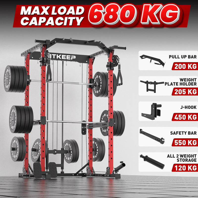 RitKeep Destroyer M10 power rack with pulley system weight capacity and attachments weight capacity