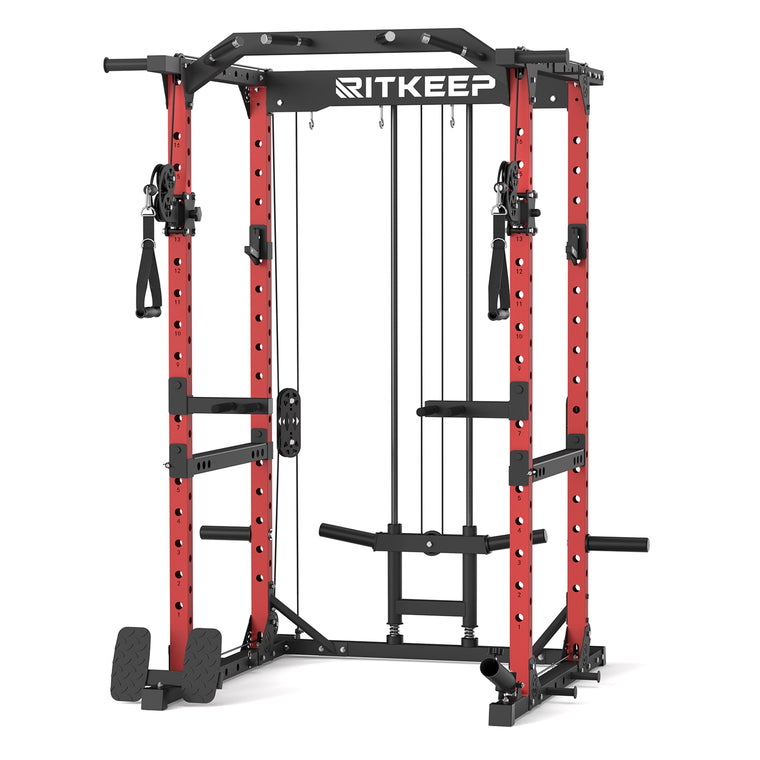 RitKeep Destroyer M10 Home Gym Power Rack With Pulley System in red