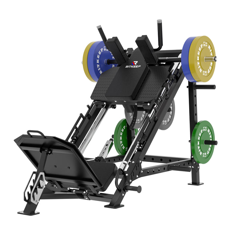 RitKeep Black Thunderbolt A10 Leg Press Hack Squat Machine with 100kg weight plate combo