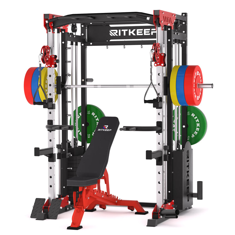 PMAX 5600 Smith Exercise Machine Trainer Pro Complete Home Gym Package