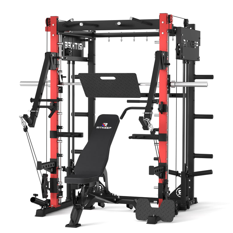 RitKeep PMAX 4750 Dual Plate Loaded Multi Functional Smith Machine and weight bench combo