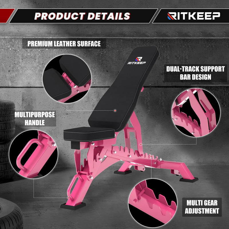 Pink RAB 3000 Adjustable Heavy Duty Incline Weight Bench
