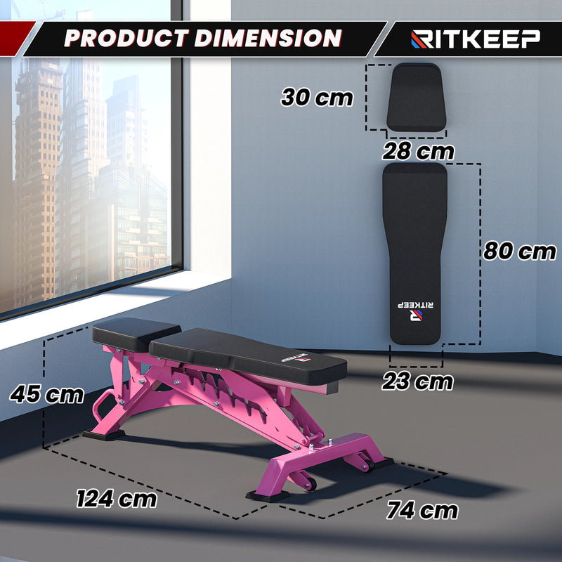 Pink RAB 3000 Adjustable Heavy Duty Incline Weight Bench