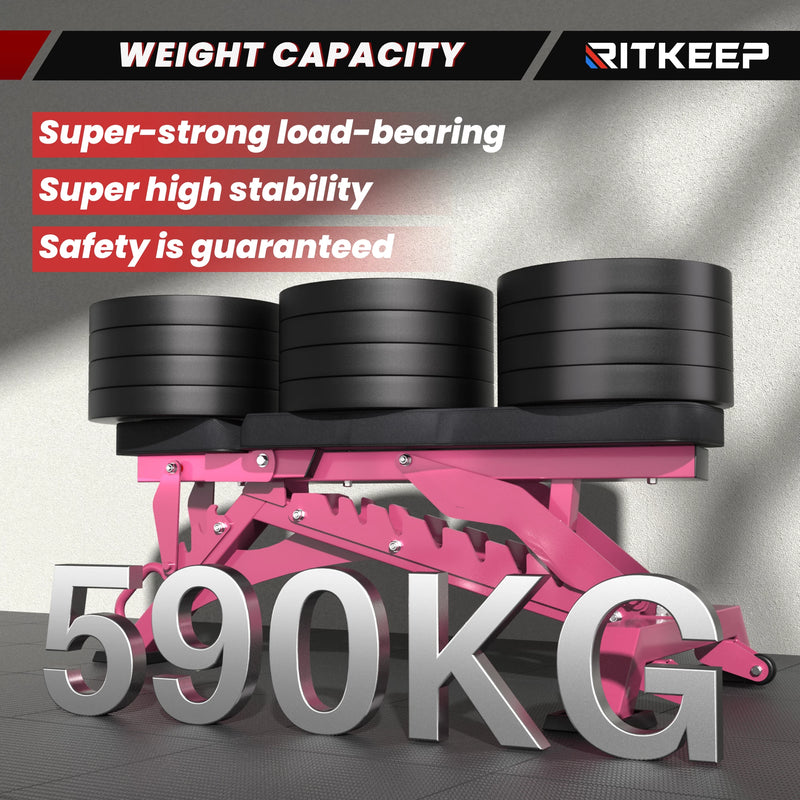 Pink RAB 3000 Adjustable Heavy Duty Incline Weight Bench