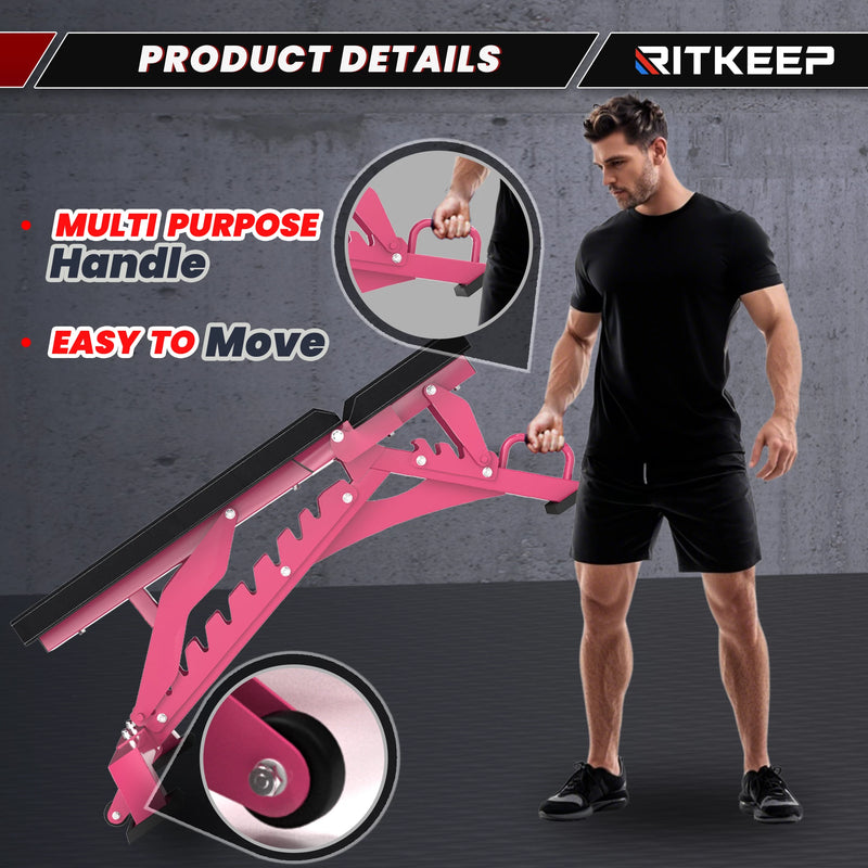 Pink RAB 3000 Adjustable Heavy Duty Incline Weight Bench