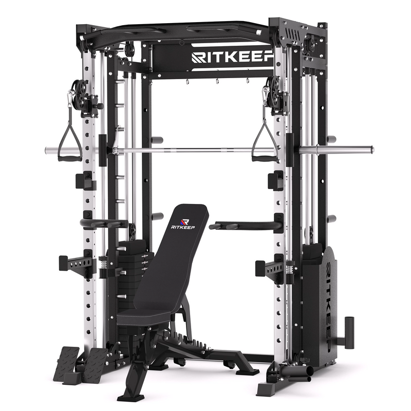 RitKeep PMAX-5600 all-in-one Smith machine with 150kg weight stack and weight bench combo