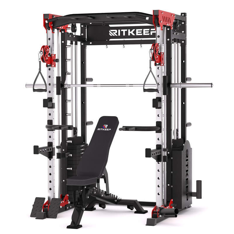 RitKeep PMAX-5600 all-in-one Smith machine with 190kg weight stack and weight bench combo 