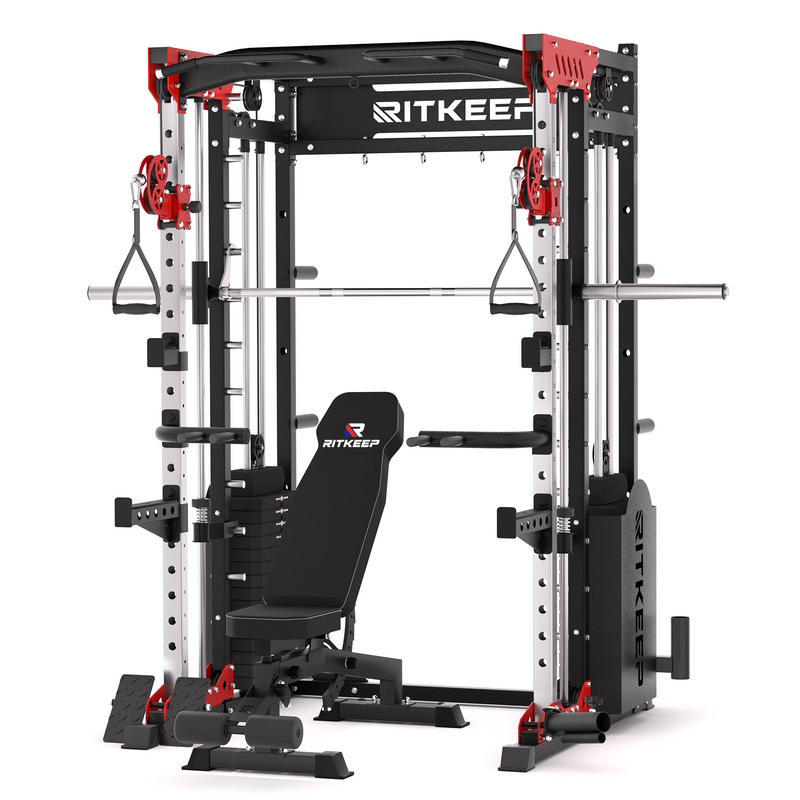 RitKeep PMAX-5600 all-in-one Smith machine with 190kg weight stack and weight bench combo