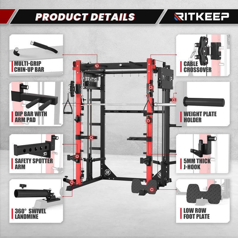 Rtikeep PMAX 4750 Dual Plate Loaded Multi Functional Smith Machine details