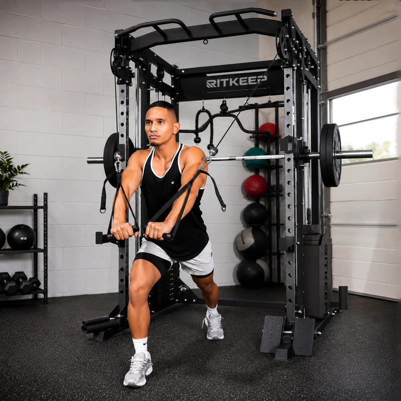 PMAX 5600 Smith machine with weight bench at home gym 