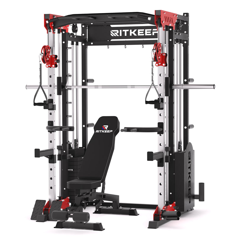 RitKeep PMAX-5600 all-in-one Smith machine with 150kg weight stack and RAB 2000 weight bench combo